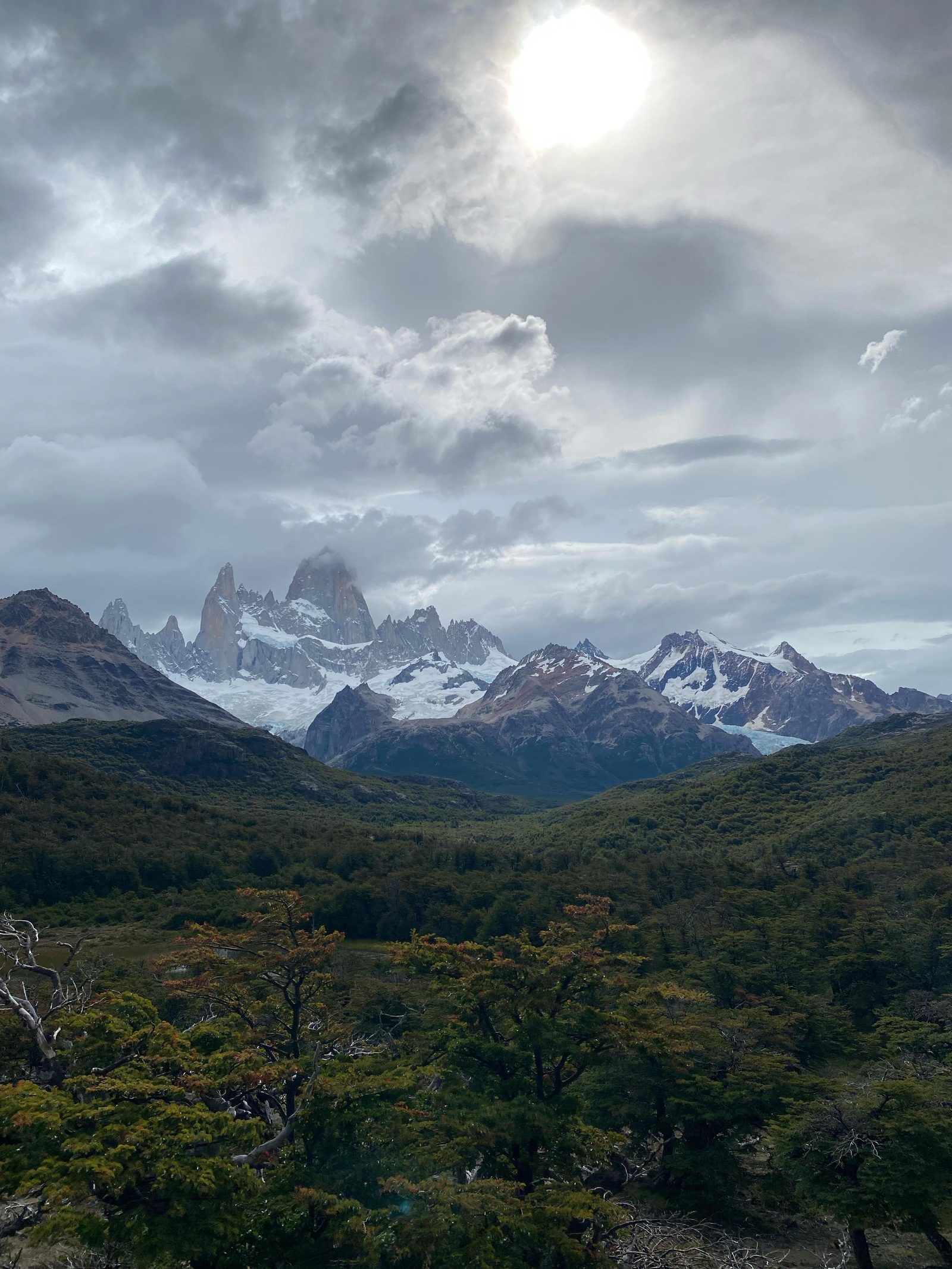 The Fitz Roy massif seen from El Chaltén, Argentine Patagonia